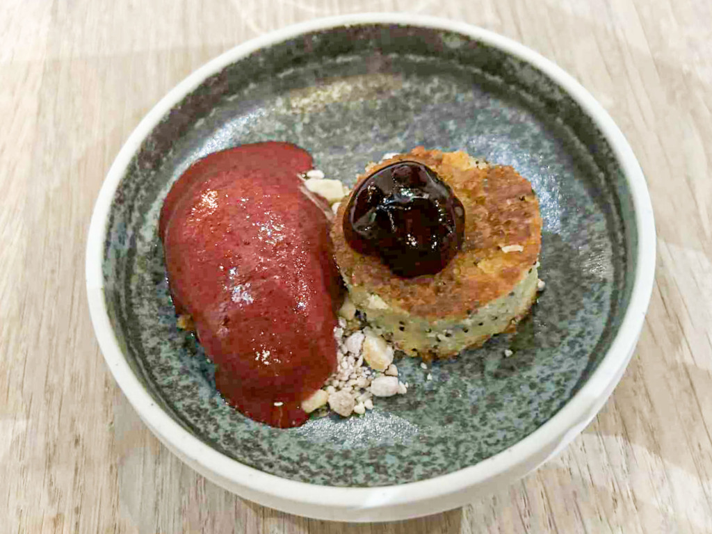 En dessert på menuen i restauranten hos Comwell Kellers Park i Vejle.