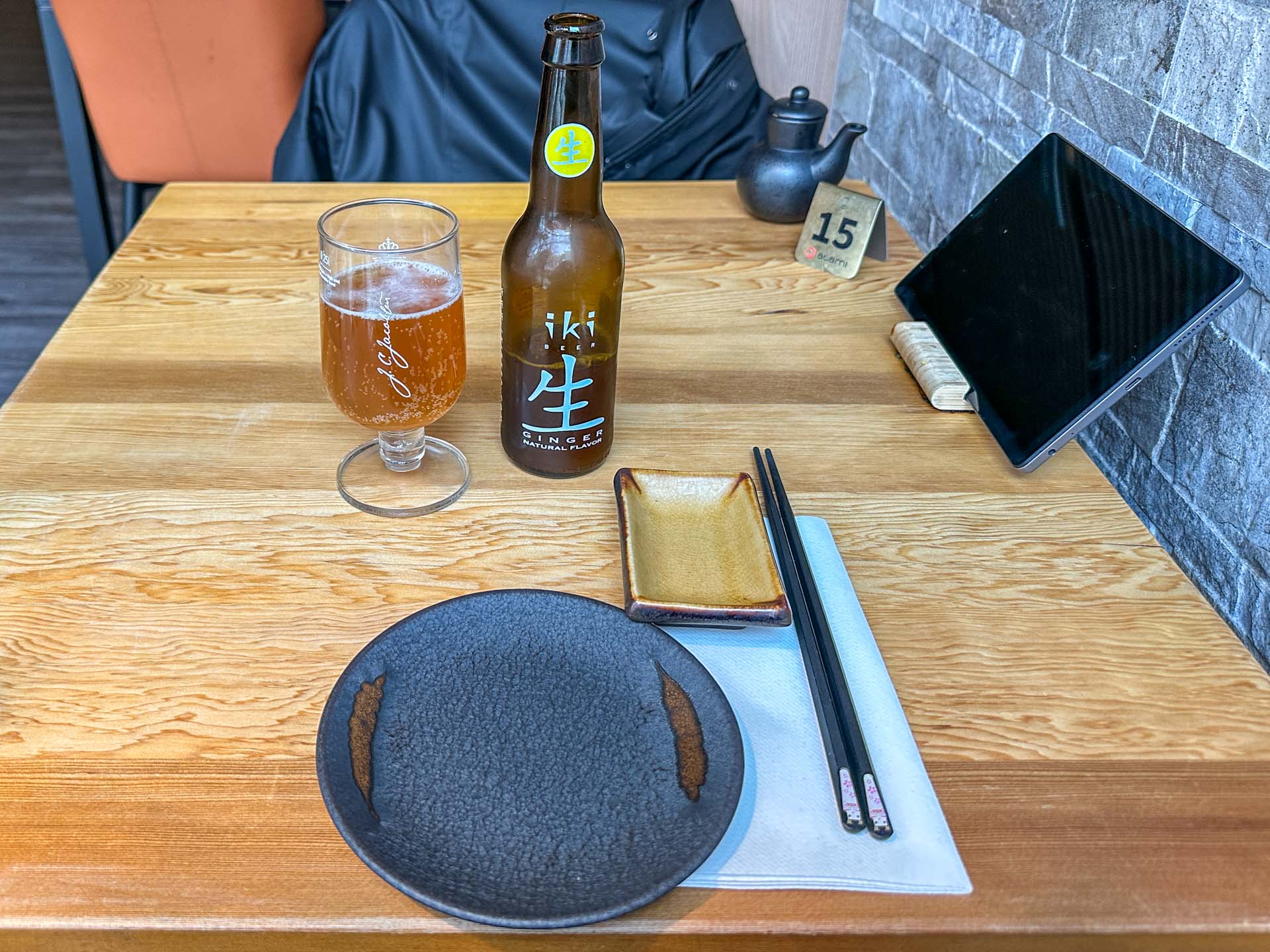 Dækket op hos Atami Sushi i Vejle. 