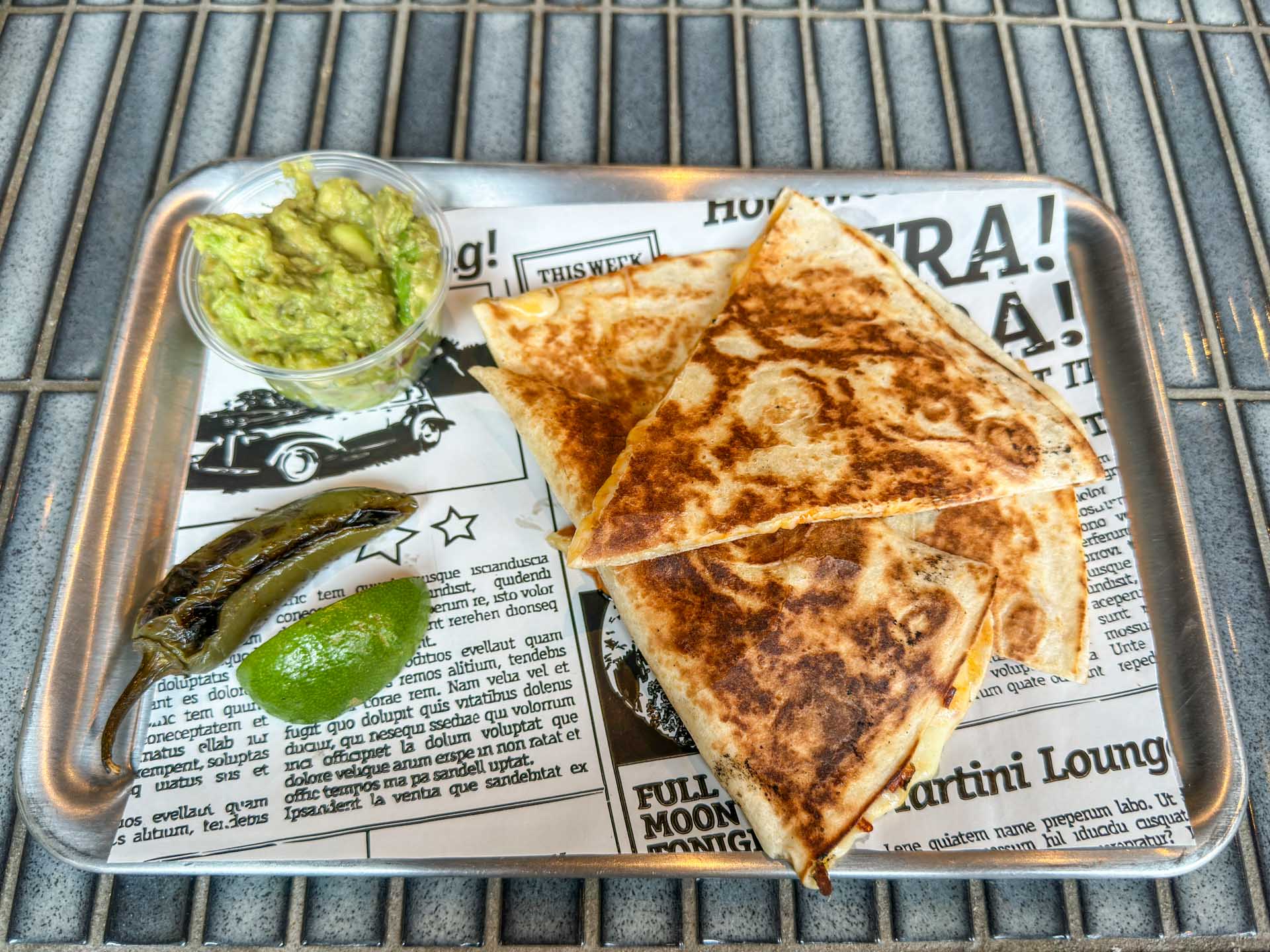 Cheese quesadilla hos Barrio i Vejle.