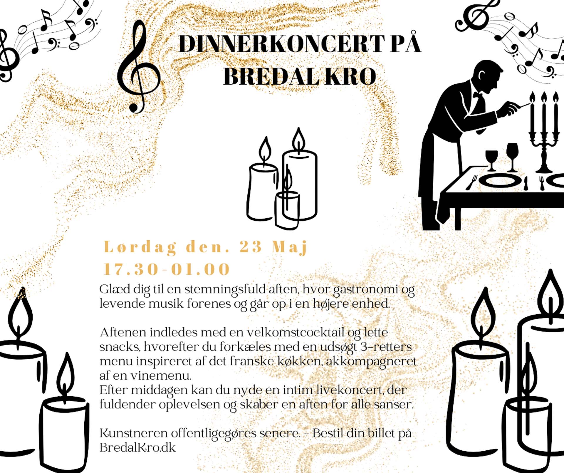 Bredal Kro holder Dinnerkoncert 2026